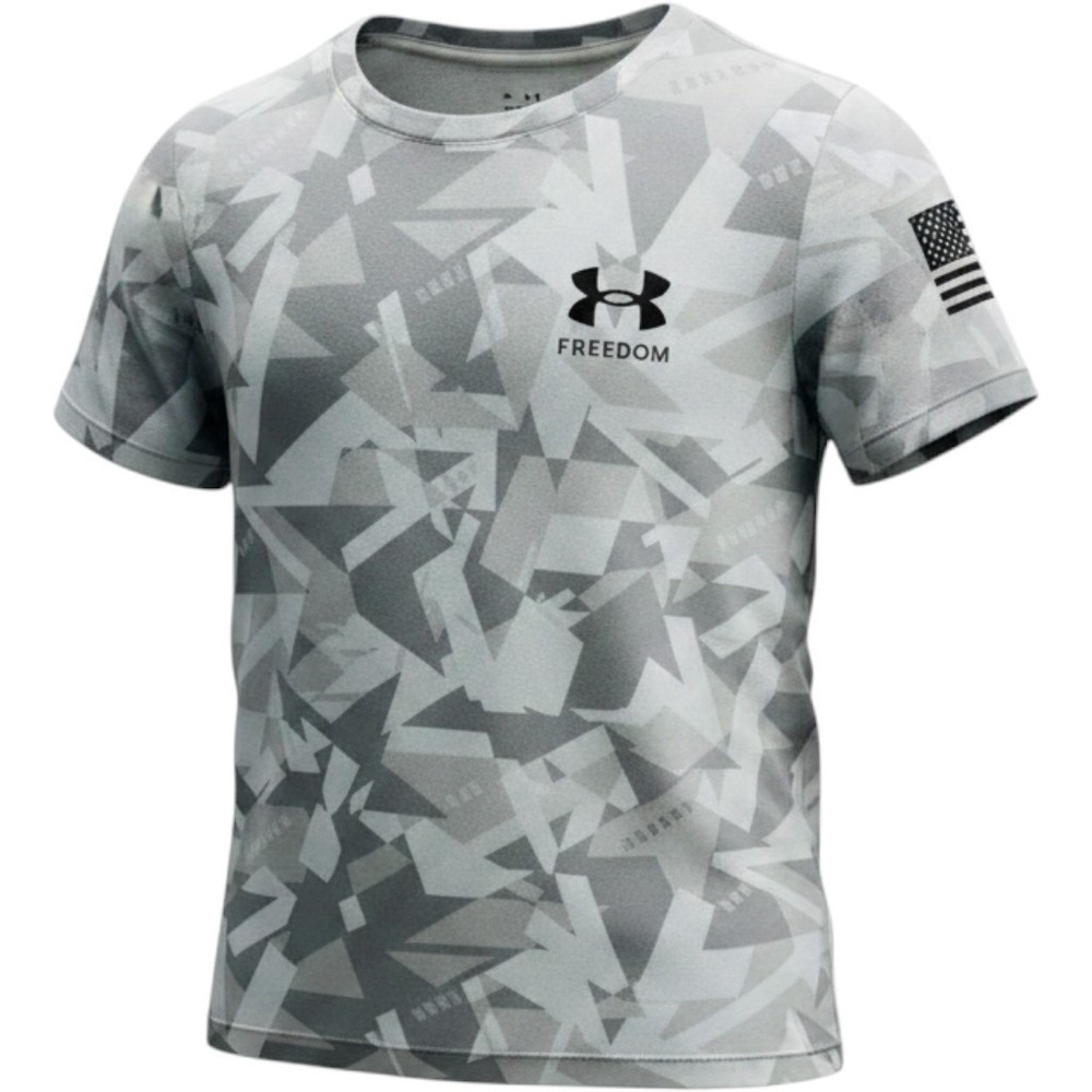 Under Armour Women's XS Gray Camo USA Flag Freedom Graphic T-Shirt